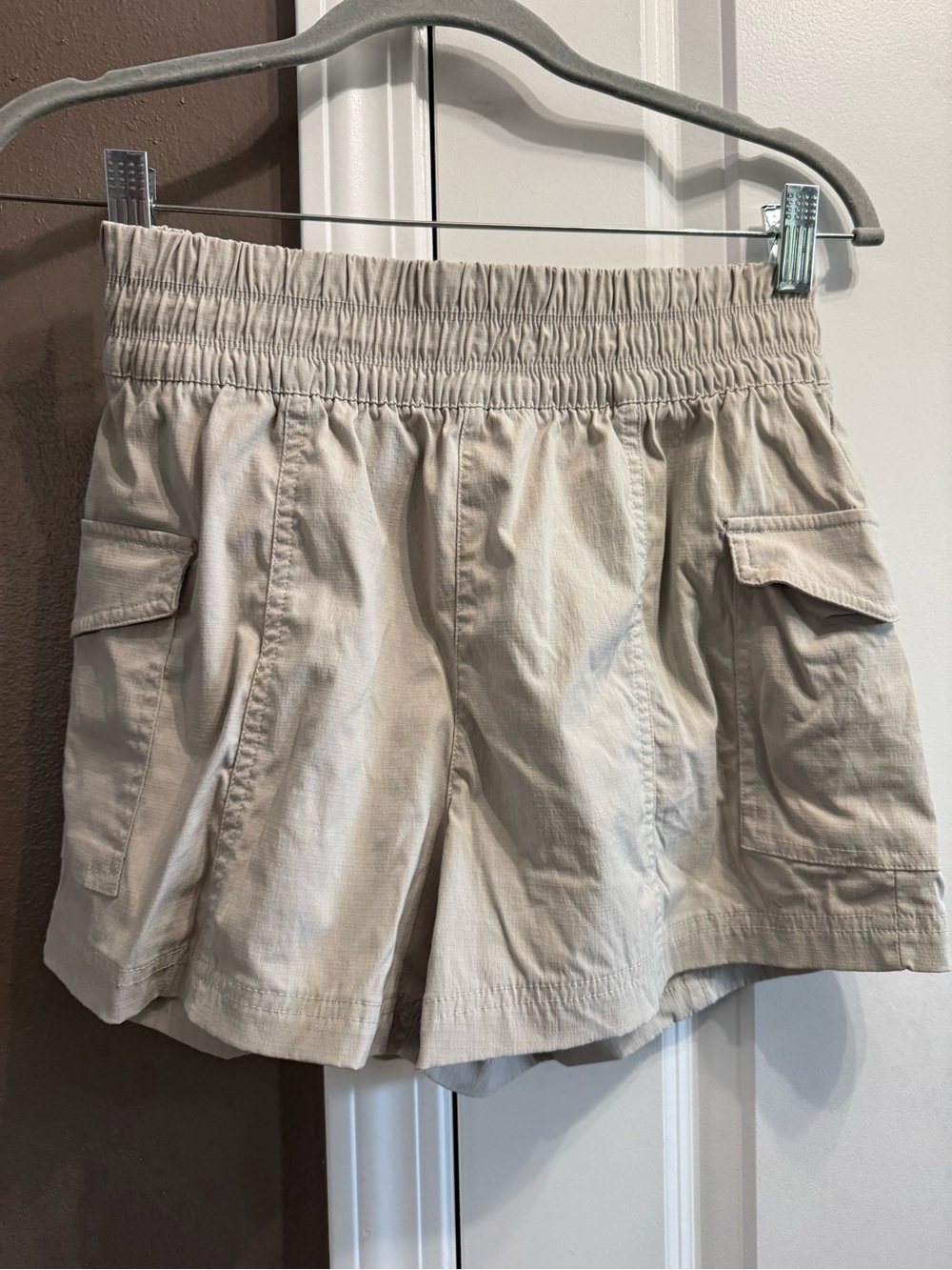 Yogalicious Beige Cargo Shorts with Elastic Waistband